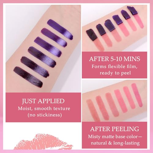 Peel Off Lip Stain-Matte Lip Tint, Long Lasting & Waterproof Tattoo Lip Color, Transfer-Proof, Smudge-Proof, Highly Pigmented Peelable Lip Color for Women