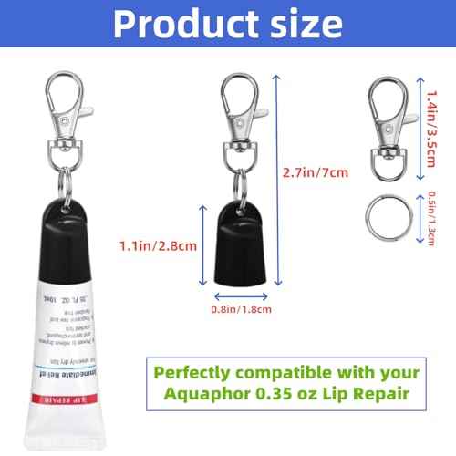 4 pcs Keychain Cap for Aquaphor Lip Balm, Keychain Holder Compatible with Aquaphor 0.35 oz Lip Repair Tubes, Fit Portable Lip Balm Holder