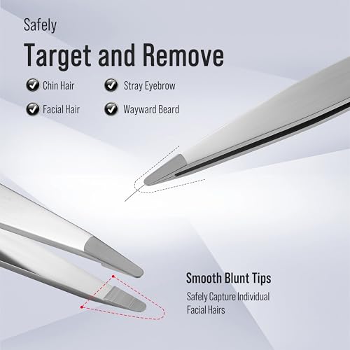 DuroX Round Tip Tweezers for Precise Facial Hair Removal
