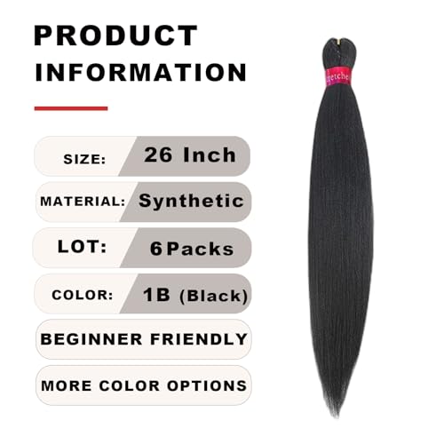 Red Braiding Hair 26 Inch Hair Extensions Professional Synthetic 6 Packs Braid Hair Crochet Braids, Soft Yaki Texture, Itch Free, Hot Water Setting