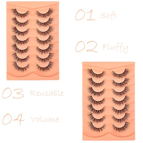 7-Pair Dramatic Fluffy False Eyelashes 9-16mm Volume