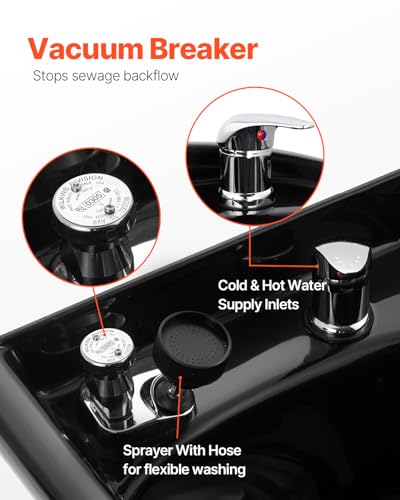 Wall-Mounted Shampoo Basin for Hair Salons, Black ABS Hairdresser Sink