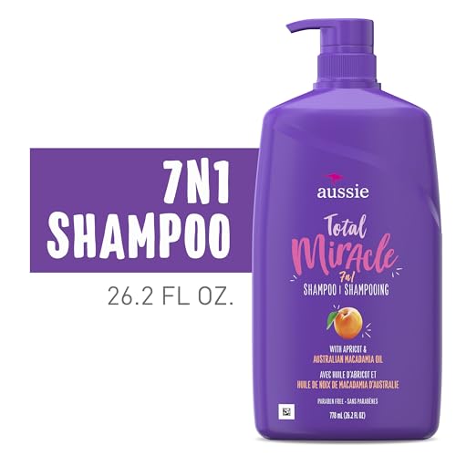 Aussie Total Miracle with Apricot & Macadamia Oil, Paraben Free Shampoo, 26.2 fl oz Pack of 4