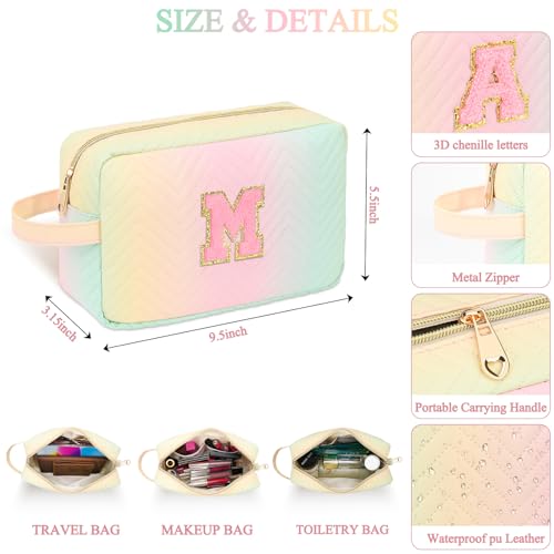 Personalized Initial Makeup Bag Waterproof Leather Cosmetic Bag Travel Toiletry Bag, Valentine¡¯s Day Gift Makeup Organizer Case & Makeup Pouch for Women Teen Girls Mom Girlfriend Wife