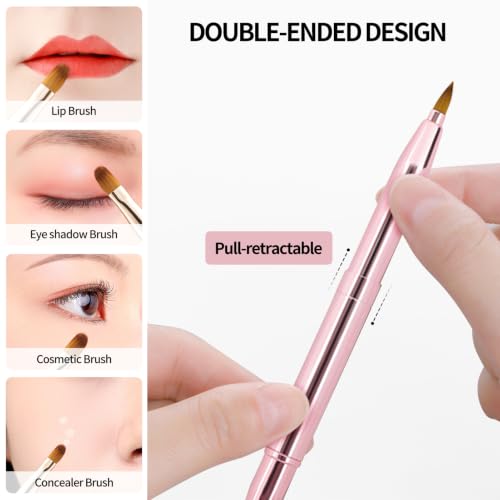 Unaone 2-Pack Retractable Lip Brush with Lid | Dual-Ended