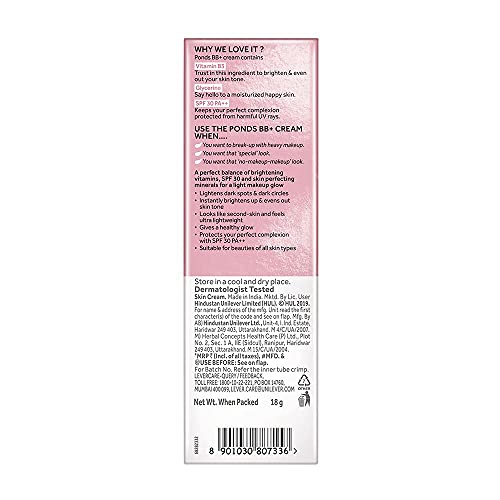 POND¡¯S BB+ Cream Natural Shade, Light Coverage with SPF 30 PA++, 18?g (0.63?oz)