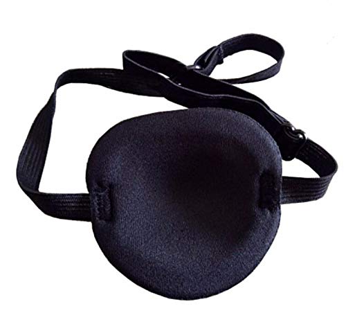 XINGZI Black Eyepatch-Soft Comfortable Adjustable Concave Shape Black Pirate Eyepatch Single Eye Mask for Adult Kid's Amblyopia Lazy Eye Recovery Eye