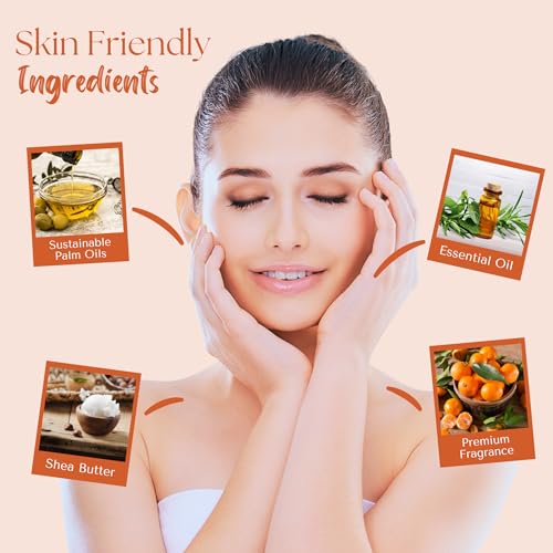 Wavertree & London Sicilian Orange Scented Natural Soap (8 Bars), 7oz Moisturizing French Triple Milled Soap Bars enriched with shea butter - Pure Plant Oil Bath & Body Soap for All Skin Types