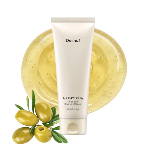 De:maf All Day Glow I'm So Jelly Olive Oil Cleanser(Tube), 76.8% Olive Oil, Jelly-like Makeup Remover for Pore Cleanse, Suitable for Sensitive Skin, Korean Skincare (150ml, 5.07, Fl Oz)