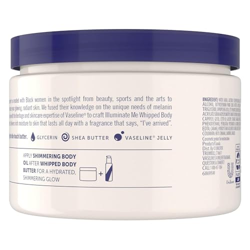 Vaseline Lotion - Illuminate Me Body Butter, Whipped Shea Butter Co-Created with Black Women for Luminous, Glowing Skin, Moisturizing Lotion for Extremely Dry Skin, Scented, 11 Oz Ea (Pack of 6)