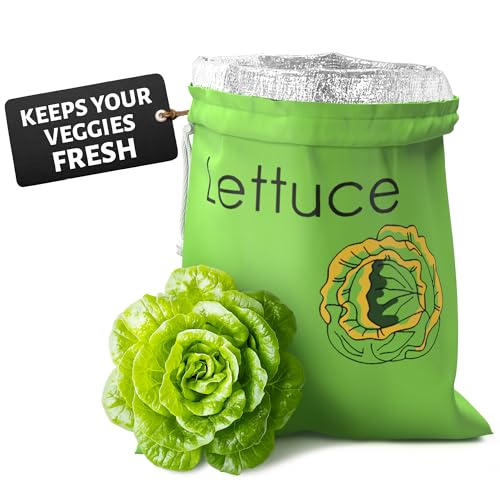 VIKROM Green Reusable Lettuce Keeper with Foil Lining, 13.8x10.6in - Refrigerator Produce Bag