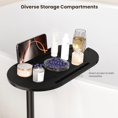 Bamboo Bathtub Tray Table with 3-Tier Storage