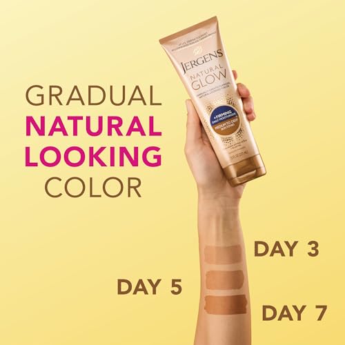 Jergens Natural Glow +FIRMING Self Tanner Body Lotion for Medium to Deep Skin Tone 2 Pack, 7.5oz