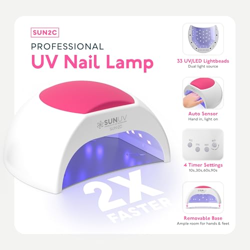 SUNUV Gel Nail Polish Kit with SUN2C UV LED Lamp & 16 Colors - 27 Pcs