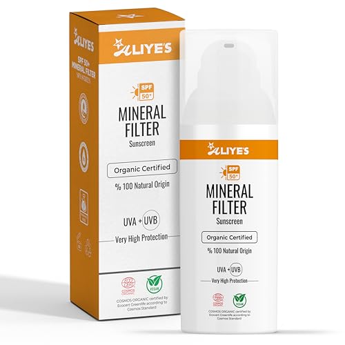 Aliye¡¯s Organic Sunscreen SPF 50+ | Ecocert Cosmos Certified | 100% Mineral & Vegan Sun Protection | Safe for Sensitive Skin | 50ml (White)