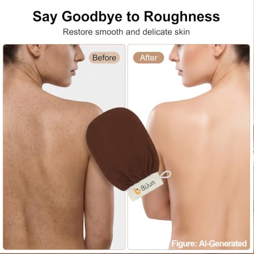 BiJun Exfoliating Gloves - Moroccan Kessa Scrub Mitt for Body