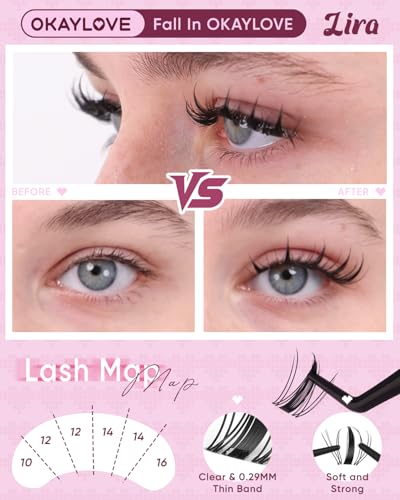 OKAYLOVE Manga Lash Clusters 12mm - 80pcs Wispy Anime Eyelashes
