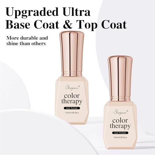 SHOYUM Gel Top Coat & Base Coat Set - No Wipe Shine Finish, Long Lasting Nail Art