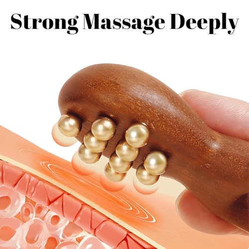 Sandalwood Y-Shaped Facial Roller with 12 Brass Beads