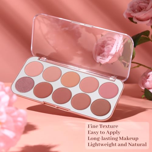 10-Color Blush Palette | Buildable Powder Blush for All Skin Tones