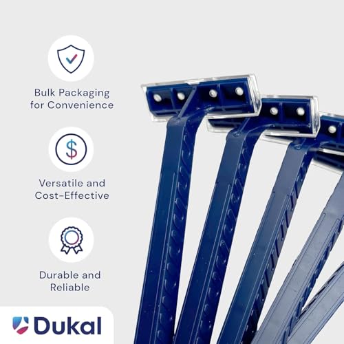 Dukal DawnMist Twin-Blade Disposable Razor, Blue Handle ? Bulk Pack of 100, Precision Shave for Smooth & Comfortable Grooming