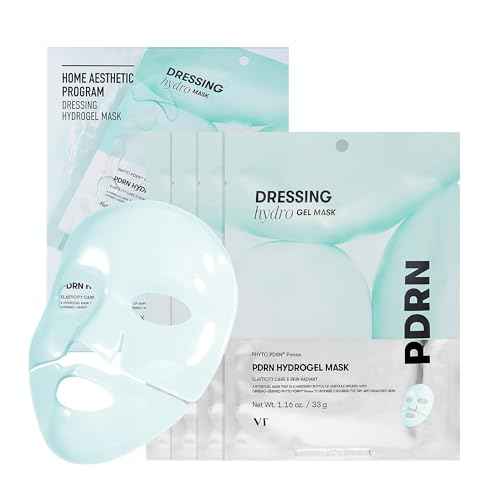 VT COSMETICS PDRN Hydrogel Mask(33gx4ea), Intensive Nourishing & Rejuvenating Overnight Mask, Skin Repair, Elasticity Boost, Hydrating & Plumping, Korean Skincare