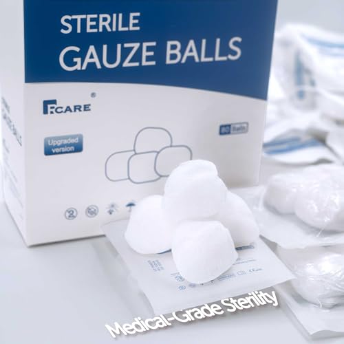 Sterile Cotton Gauze Balls 1 Inch, Pack of 80