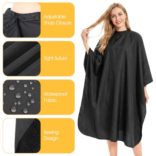 Hair Cutting Cape 55x63 Inch - 8 Pack Black Salon Capes