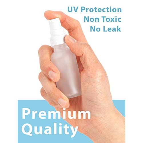 JUVITUS 2 oz Frosted Clear Glass Boston Round White Treatment Pump Bottle + Funnel (12 pack)