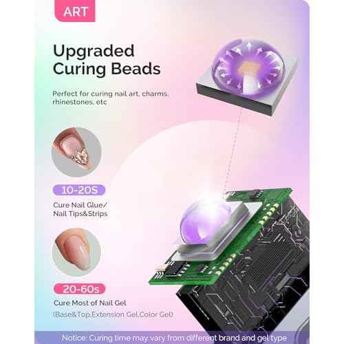 MelodySusie Handheld UV Light for Gel Nails and Nail Rhinestone Glue, ART01R Cordless Gel X Nail Lamp Rechargeable with LCD Display Flash Cure Nail Dryer for Nail Art Design Decoration DIY at Home