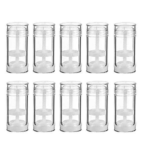 10 Pcs 30ml Empty Deodorant Containers Twist-up Filling Stick Clear Plastic Deodorant Container 1 Oz Refillable Deodorant Bottles Bottom-fill Round Lip Balm Tubes for DIY Lipstick Crayon Chapstick