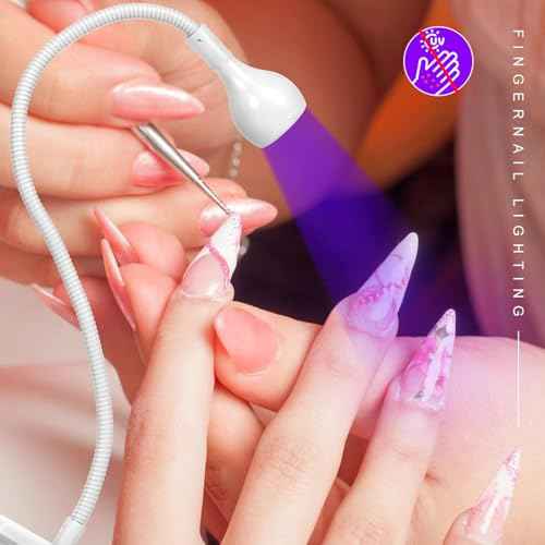 AORAEM LED Nail Lamps 3W Flexible Gooseneck Lamp Quicky Dry Nail Manicure Dryer Gel Polish Curing Light Plug Play Portable Flash Cure Light for Gel Nails Home DIY Professional Nail Tools White
