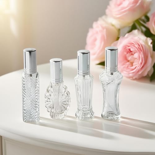 Vintage Glass Perfume Bottles Refillable Spray Set of 4