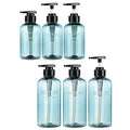 Segbeauty 6 Pack Shower Bottles Refillable, 16.9oz & 10.1oz Shampoo Conditioner Body Wash Bottles, Large Bathroom Soap Lotion Hand Wash Shower Shampoo Dispenser, Empty Refillable Plastic Bottles Blue