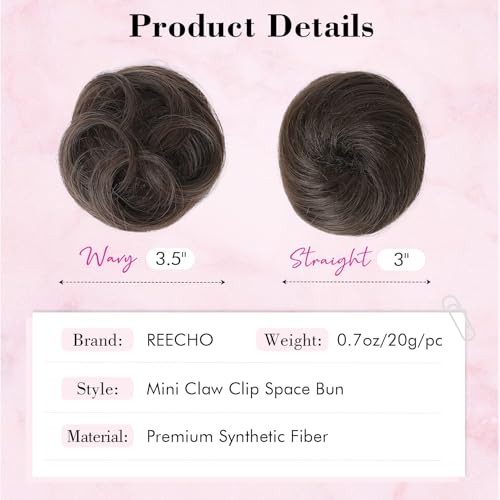 REECHO Space Bun Hair Clips - 2 Pack Claw Clip Messy Bun Extensions