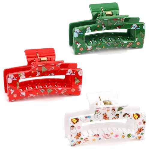 Christmas Hair Claw Clips for Women, Christmas Hair Accessories Santa Claus Claw Clips for Women Girls, Holiday Hair Accessories for Women Party Outfits (3Pcs)