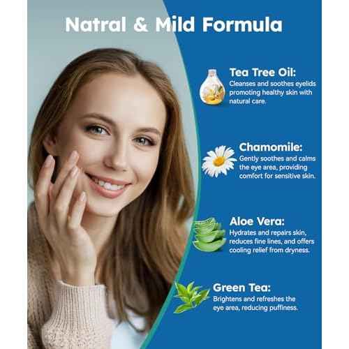 60-Count Eyelid Cleansing Wipes for Dry Eye & Blepharitis, tea tree oil Pre-Moistened Hypoallergenic EyeWipes for Sensitive Itchy Eyes, Individually Wrapped Eyelid Wipes Travel Essentials