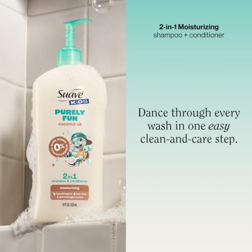 Suave Kids Purely Fun Coconut 2-in-1 Shampoo & Conditioner - 18 fl oz (Pack of 6)