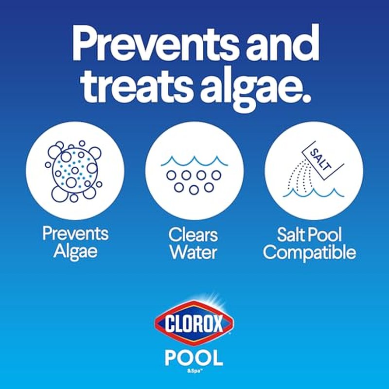 Clorox Pool&Spa Algaecide and Clarifier, 128 Fl Oz – Prevents Algae