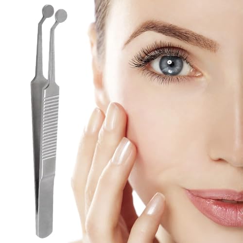 Premium Stainless Steel Arita Tauber Meibomian Gland Expressor Forceps Eyelid Massage Tweezers-Round Tip..