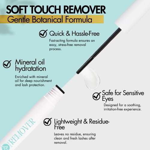 Gazelle Softouch Eyelash Glue Remover, Plant-Based EyesCluster Lash Remover for Individual False Lashes - Safe for Sensitive Bond and Wispys, 2x More Effective, Gentle Non-irritating