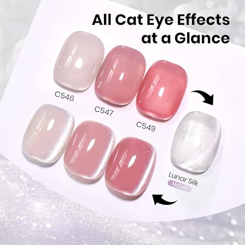 Beetles Lunar Silk Silver Cat Eye Gel Nail Polish 15ML Glitter Effect - Velvet Silver Variation