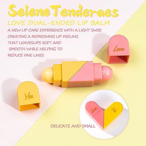 SeleneTenderaes Heart Shaped Dual-use Deformable Lip Balm Stick - Honey,One end is colorless, while the other end is pink can be used as makeup, lipstick Peach. Repair, Keep Lips Moisturized, Gifts