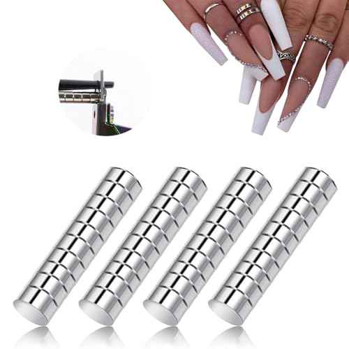 40PCS Nail Magnet Tool Set for Stainless Nail Clippers Cat Eye Nail Art, Magnets Sizers Length Measurement for Fake False Nail Tips Round Mini Fridge Magnets for Home Office Salon Crafts