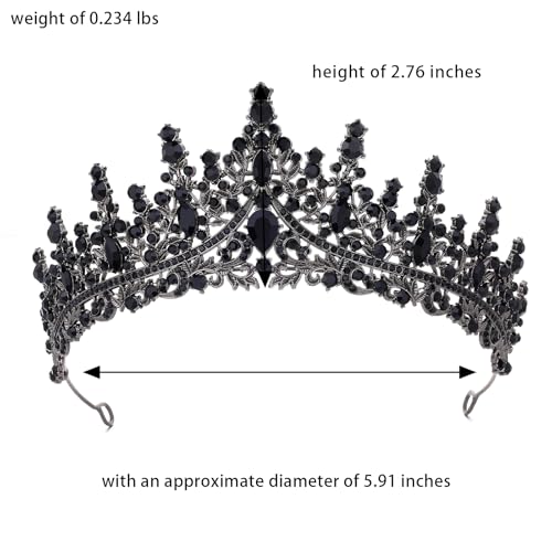Black Crystal Tiara for Women - Rhinestone Queen Crown