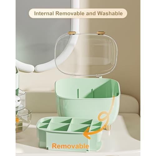 Lipstick Organizer For Vanity - Detachable Perfume Organizer (Thicken Upgraded), Lipstick Holder With Cover, Cosmetic Organizer (Green)
