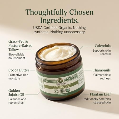 USDA Organic Beef Tallow Balm with Jojoba Oil & Cocoa Butter - 2 oz