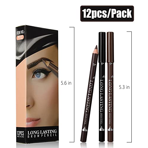 Dark Brown Eyebrow Pencils Set (12-Piece) | Waterproof