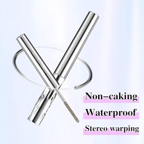 Metal Wand Mascara Waterproof, Black Liquid Lash Extensions with Eyelash Curler