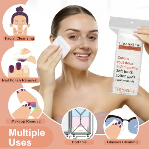 Astraescly 3-Pack Large Cotton Pads for Face, Sensitive Skin, 300 Count